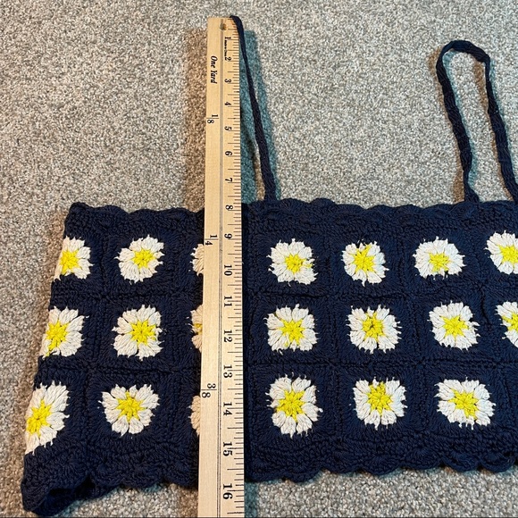 BP Crochet Crop Camisole In Navy Blazer Daisy Size XL - Picture 6 of 7